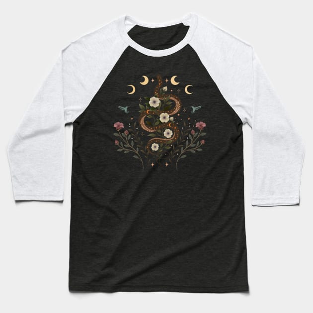 Serpent Spell-Coloured Baseball T-Shirt by Episodic Drawing